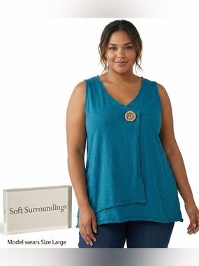 Soft Surroundings Malta Tank Teal Blue Large